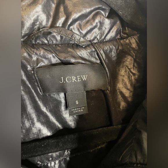 J. Crew Nylon Goose Down Puffer Jacket Black Full Zip Small Outdoor Granola Hike - Picture 5 of 10
